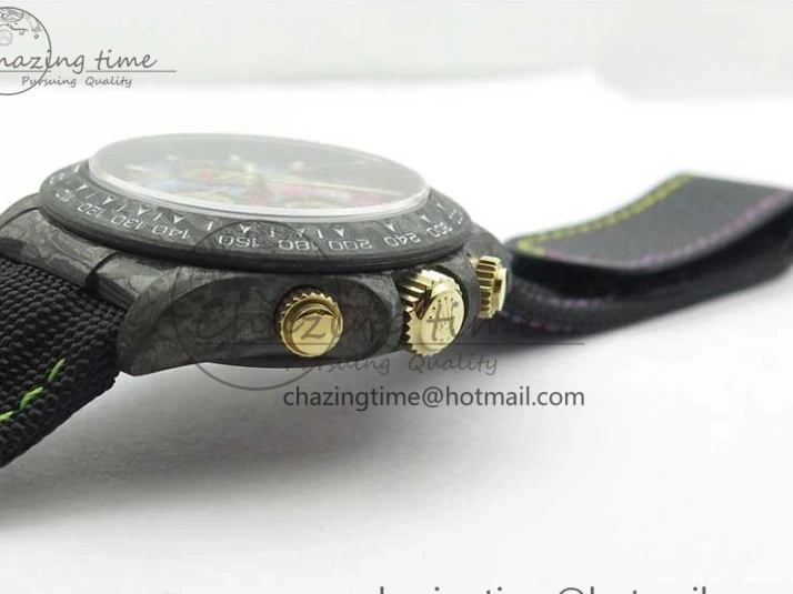 Good Copy Rolex Watches On Edition Carbon Black Strap Diw Dial Pink V Daytona EyeCatching A7750 Best WWF Nylon 2890 0111